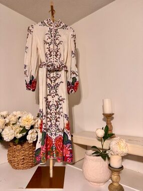 Zimmermann Cream Maxi Dress with Multicolor Floral Embroidery
